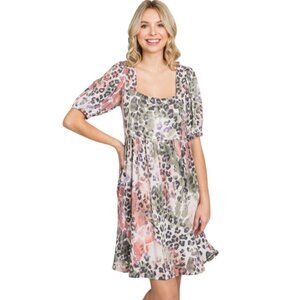 Animal Print Babydoll Dress by GeeGee